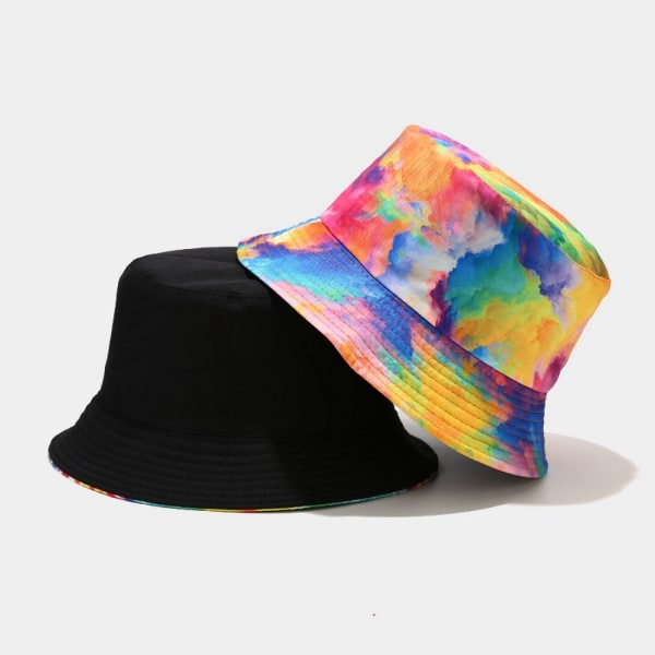 AVEKI Tie Dye Bucket Hat - Vendbar på begge sider - Solhatt for sommer og strand