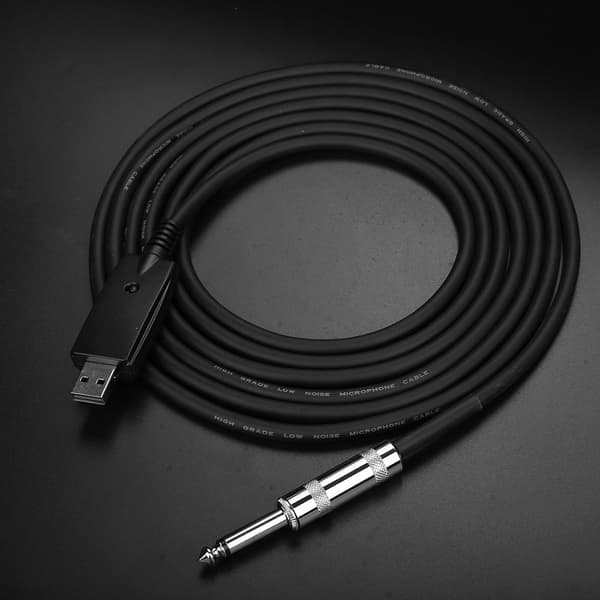 3M elektrisk guitar 6,35 mm han-stik til PC USB-interface konverterkabeladapter