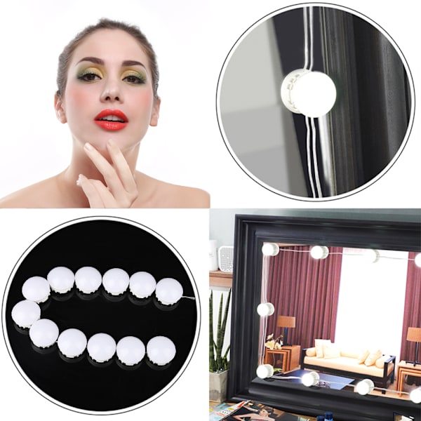 LED-pærer Spejl Lys Toiletspejl LED-lampe Kit Linse Forlygte LED-pærer Kit (12 pærer)