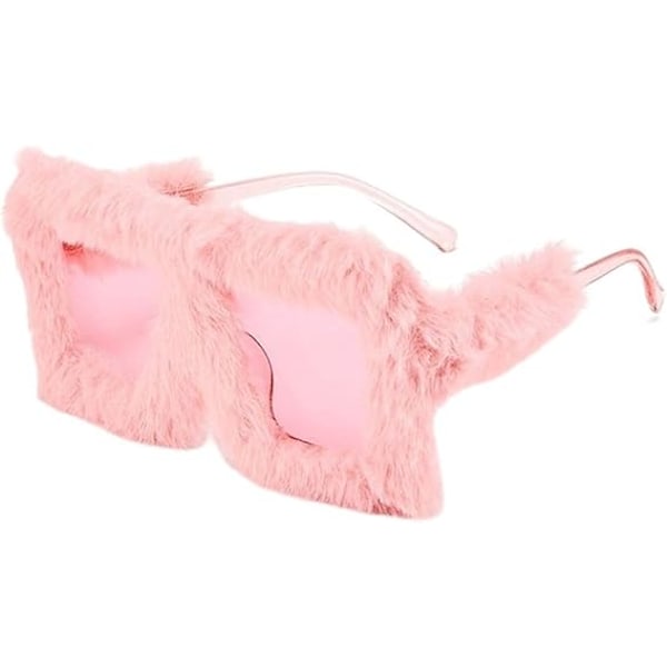 Trendikkäät Ylisuuret Pehmoaurinkolasit Talvisävyt Naisille Pehmeät Pörrökehykset Aurinkolasit Uutuusjuhlat Cosplay-lasit pink