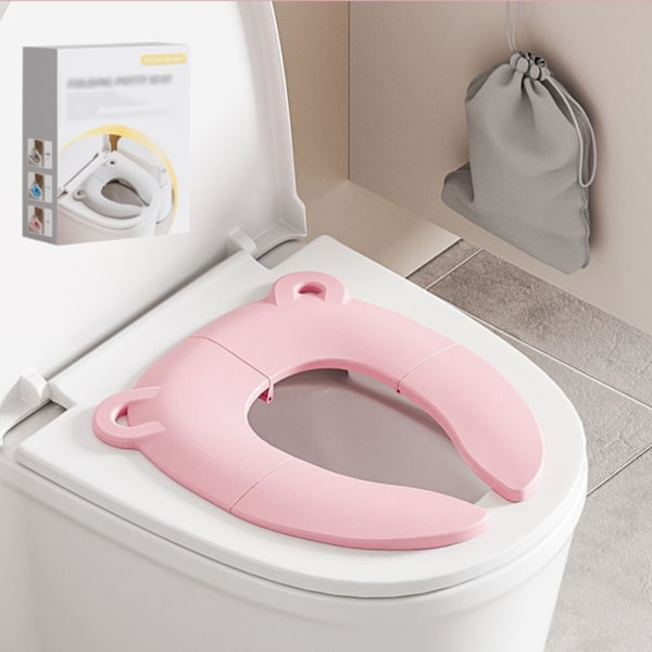 Bärbar Barnvänlig Toalettsits, Djurformad Vikbar Potträningsdyna med Stadigt Halkfritt Grepp, Lättrengjord Design för H pink