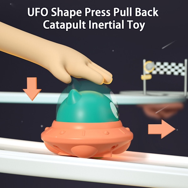 Ejektion Inertial Legetøj Uddannelsesmæssig Underholdning Mini UFO Form Træk Tilbage Tryk for at Glide Legetøjsbil Fødselsdagsgave(Lille Monster)