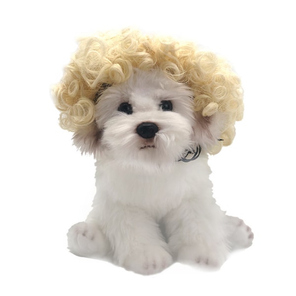 Pet Wig Blonde Ponytail-Dog Costume Headgear for Dog Cat-Realistic & Funny Pet Hair for Cosplay Parties- Pet Outfits for Styling/Shooting/Vlog Sharing