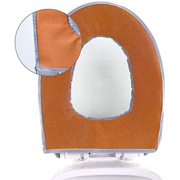 Plysch Förtjockat Toalettsitsöverdrag för Badrum - Mjuk Värmare Tvättbar Pad med Dragkedja, Återanvändbar Snug - Fit Design, Mysig Grå Toalett grey