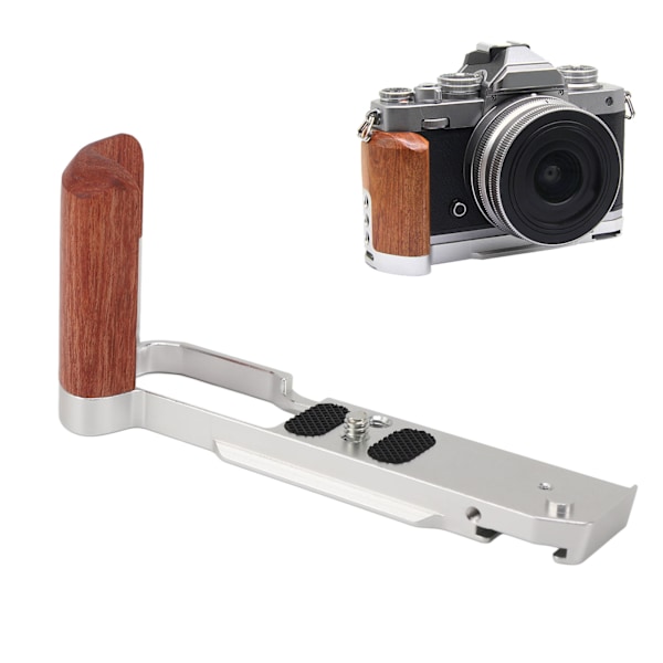 Handgrepp L-form Grepp L-form Snabbfäste Handgrepp med 1/4 tums skruvhål Kallskofäste för Nikon ZFC-kamera Silver