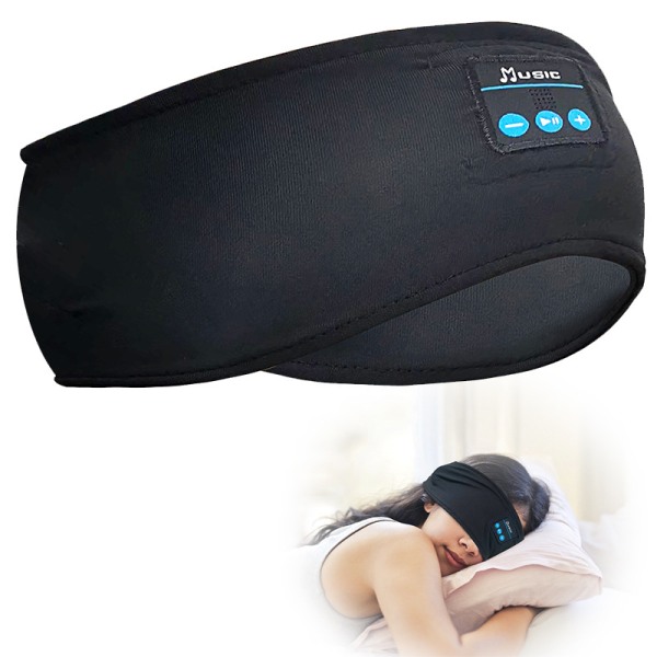 Sömnhörlurar, Bluetooth Sports Headband-hörlurar med ultratunna HD-stereohögtalare Perfekt för sömn, träning, jogging, yoga, sömnlöshet, lufttrafik Black