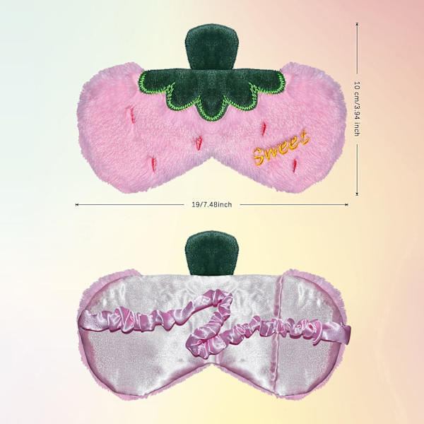 Søt Jordbær Øyemaske, Myk Fluffy Plush Blindfold Morsom Nyhet Frukt Sovemaske Øyendekke Skygge for Barn Jenter Gutter Kvinner M