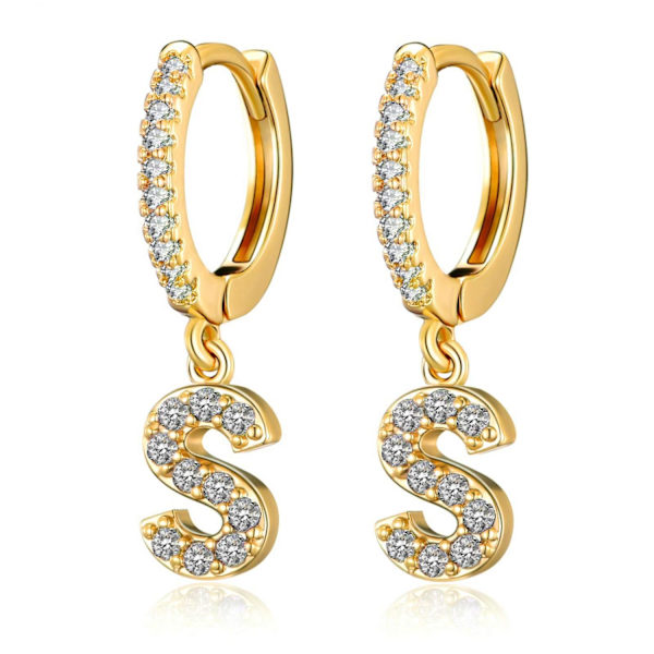 Hoop Øreringe til Kvinder Piger 18K Guldbelagt Fine Små Hængende Hoop Cubic Zirconia Initial Øreringe --- S