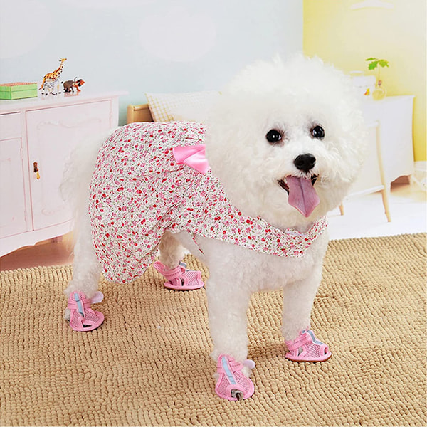 Hunde kjole - Valpe Floral Princess Kjole, Hundekjole Sløyfe Tutu, Tynn Søt Kjæledyr Sommerkjole Kostyme, Hund Blomsterkjole Hundekostyme (M Størrelse)