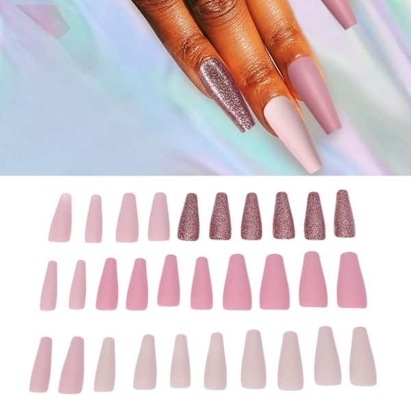 30 st falska nagelspetsar set full cover lång typ fashionabla tryck på falska naglar konstspetsar 0070 6A