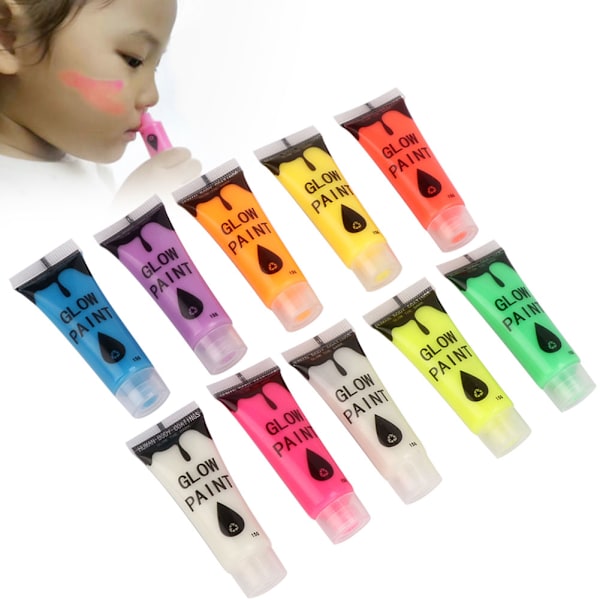 10 stk neglefluorescerende pulver DIY kroppsmaling maling trykk glød lysende verktøy