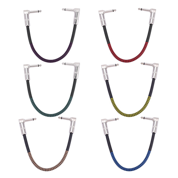6 st 30 cm gitarr effektpedalbräda patchkabel sladd 1/4\" rätvinklig kontakt