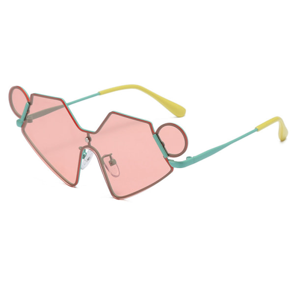 Fashion Metal Children's Cartoon Mickey Polarized Sunglasses Boys Shape Glasses Girls Photo Sunglasses----Green frame pink