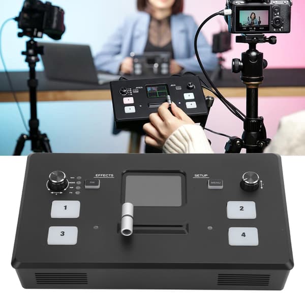 FEELWOELD Multi Camera Video Mixer 2in Display Video Switcher / 100‑240V