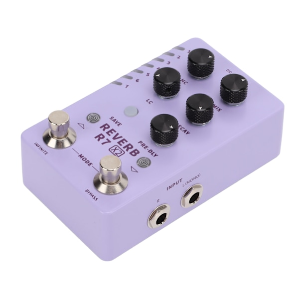 Reverb-effekt Stereo Elektrisk Gitarr Singel Pedal Förinställd Växling 14 Effekter R7 X2 100‑240VEU Plugg