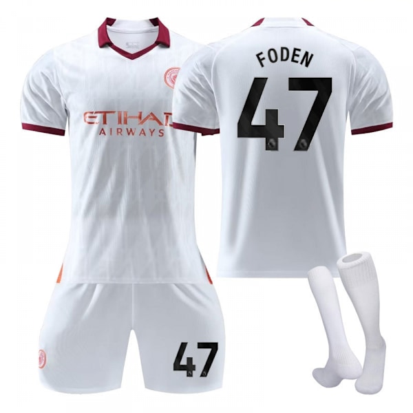 Manchester City 23/24 bortebarnedrakt med sokker 47 FODEN L