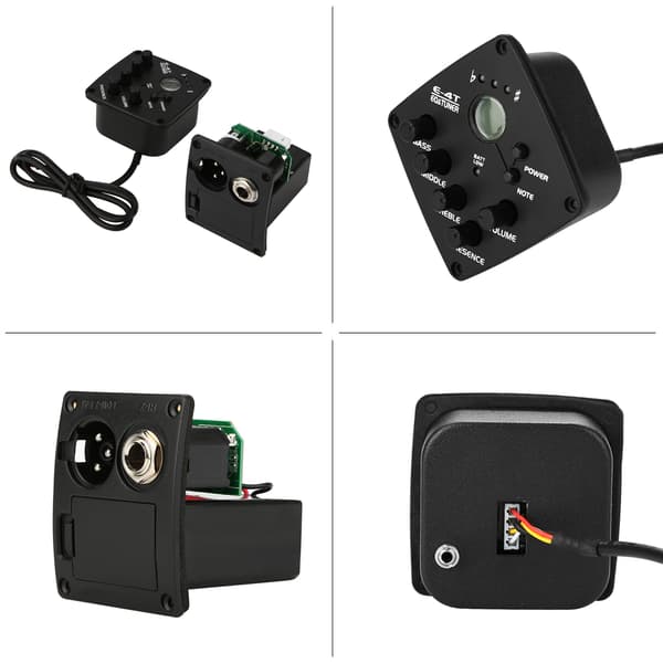 E-4T 4-bands förförstärkare piezo pickup EQ LCD-stämmare för akustisk klassisk gitarr