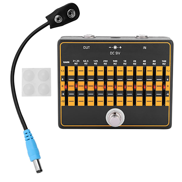 10-bands equalizer effektpedal med kabel för gitarrbastillbehör