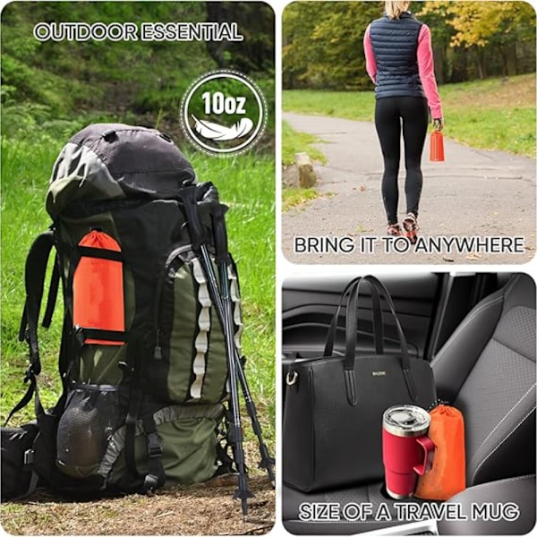 Regnponcho med huva för vuxna med ficka - Vattentät lättvikts unisex-regnrock för vandring, camping och nödsituationer orange