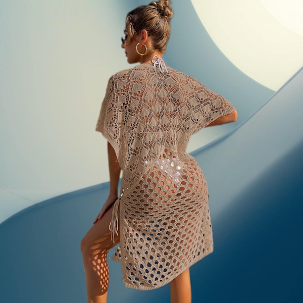 Kvinners badedrakt utskjæring cover up strand badedrakt cover up kjole --- Khaki