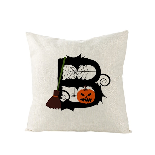 Engelsk alfabet putetrekk Halloween morsom bokstav  Lin putetrekk for hjem sofa seng pute (bokstav B)