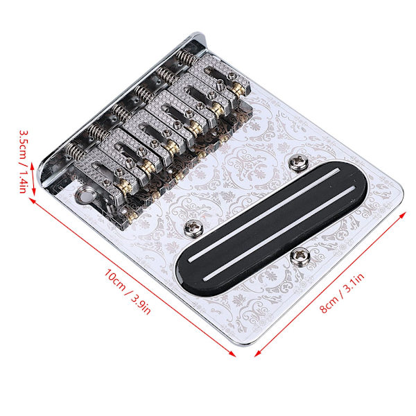 Silver Pattern med Roller Saddle TL Gitarr Bridge Dual Rail Pickup Skruvar Skiftnyckel (#2)