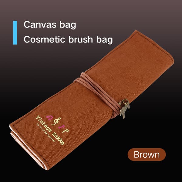 Makeup Canvas Wrap Roll Up Pen Pencil Makeup Bag Case Holder Makeup Brush Retro Romantic Bag
