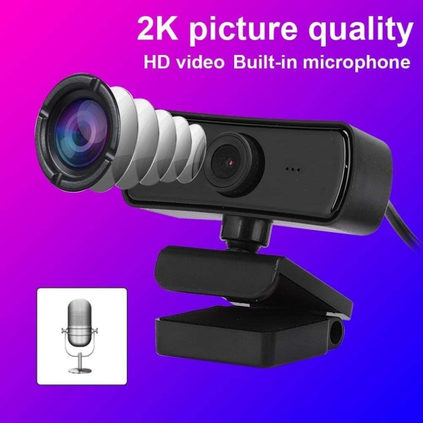 4K HD-webbkamera med inbyggd mikrofon, bredbilds- USB HD-webbkamera, strömmande datorwebbkamera för livesändning/videokonferenser (svart)