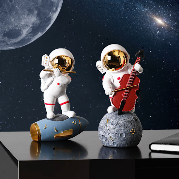 Band Astronaut Astronaut Prydnad Grossist Vardagsrum Skrivbord Hem Prydnad Liten Prydnad Present Violinist Silver