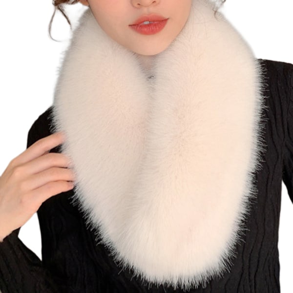 Kvinners Faux Fur Krage Skjerf Wrap Varm Vinter Varmer（Hvit）