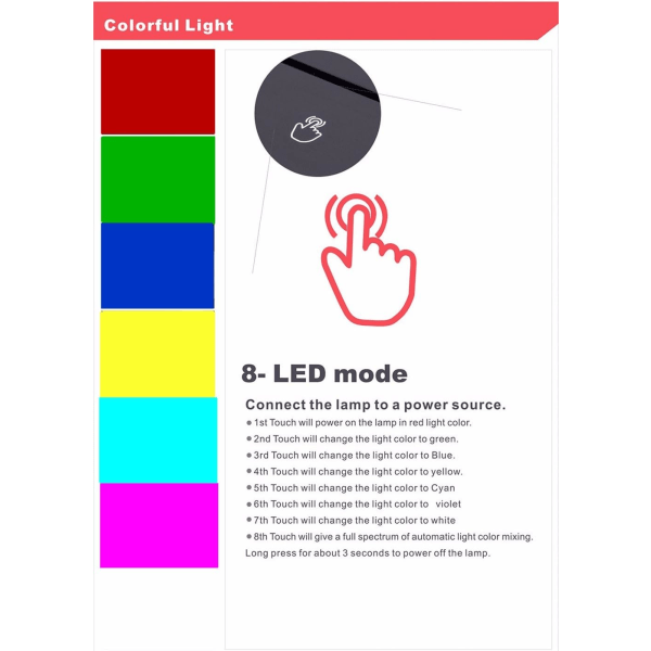 WJ 3D nattlampa Nyhet Illusion Plan Air Nattlampa USB Led 7 Färgförändring Födelsedagsfest Atmosfärlampa Present Touch Control Decoración