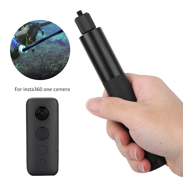 Aluminiumlegering Svart Lättvikt Osynlig Hopvikbar Selfiepinne för Insta360 ONE R Motion Kamera