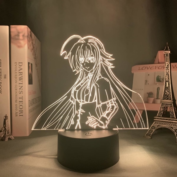 WJ Anime Illusjonslampe Anime Skole Rias Gremory for Soveromsdekorasjon Bursdagsgave Rom 3D Lampe Manga PXJD Devil's High School