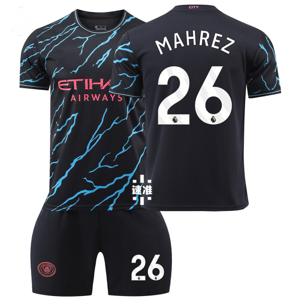 Manchester City 2 udebanetrøje til børn med sokker og beskyttelsesudstyr 2324 26 MAHREZ children' sizes18