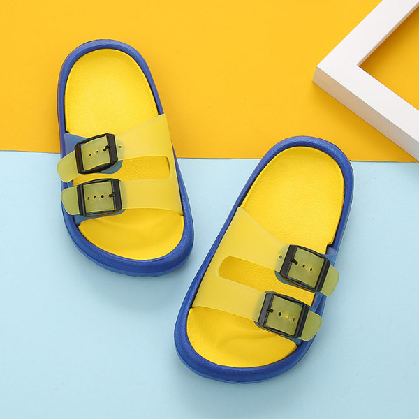 Little Kids Summer Sandals Non-Slip Boy Girl Slide Lightweight Beach Water Shoes Shower Pool Slippers ------ Yellow （Size 28）