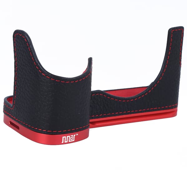 Læder kamera halv bundetui til Sony A7 A7M3 A7RM3 A9 Quick Release Plate Base Holder Håndgreb rød
