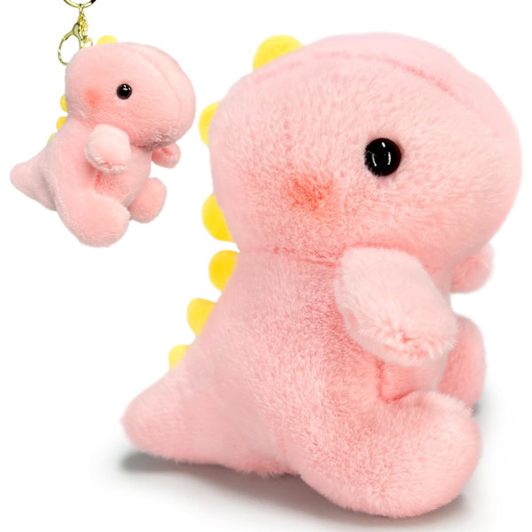 Dinosaur Plysjdyr, Kawaii Dino Plysj for Jenter og Gutter, Morsom Dinosaur Mini Plysj, Koselig Dyr Plysj, Søt Plus Pink