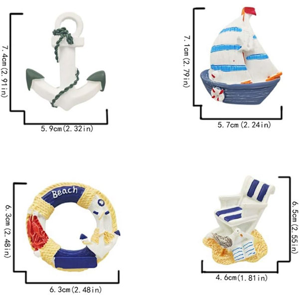 8 kpl/setti 3D Resin Jääkaappimagneetteja Sarja Koti Sisustus Jääkaapin Magneettiset Tarrat Valokuva Toimisto Viesti Keittiö Tarvikkeet (Oceani