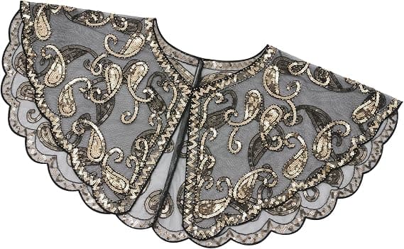 Kvindes 1920'er Flapper Sjal, Sequinbesatte Sjal og Wraps til Aften Sort Guld