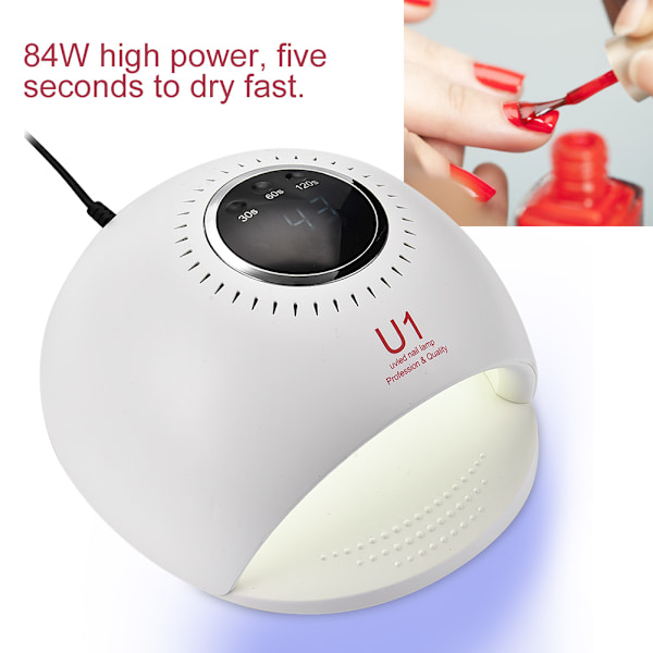 84W Professionell Manikyr Art Lampa Nagel Gel Polish Snabbtorkande LED-lampa