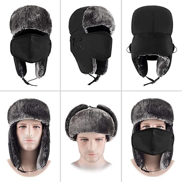 Vintermössor för Kvinnor Män Trapper Ushanka Hatt med Öronlappar Varma Ryska Bombermössor för Kallt Väder 2024
