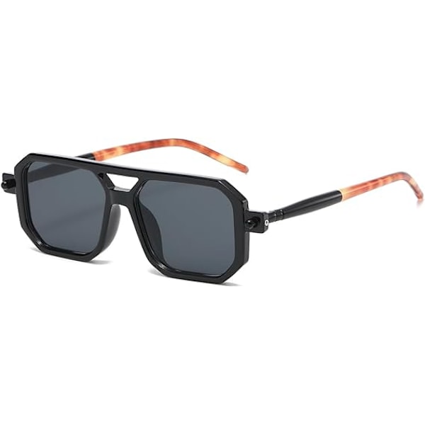 Vintage Neliömäiset 70-luvun Aviator-aurinkolasit Naisille Miehille Retro Klassiset Litteät Aviator-kehykset Aurinkolasit UV-suoja Black/Grey