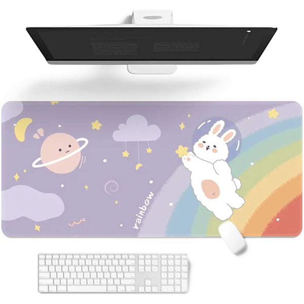 Kawaii skriveunderlag, sød musemåtte, stor gaming bord musemåtte tegneserie tastaturunderlag，500*1000*3mm