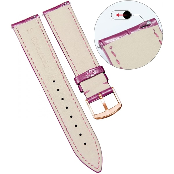 AVEKI Äkta läderersättningsklockarmband Flerfärgad Vattentät för män kvinnor, GR-Amaranth (14mm)