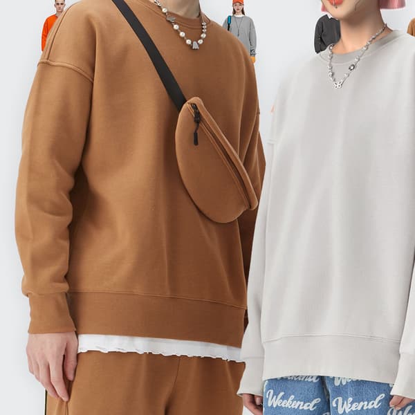 Rundhalset sweatshirt i uld, tyk, løs, blød pullover-sweatshirt XXL