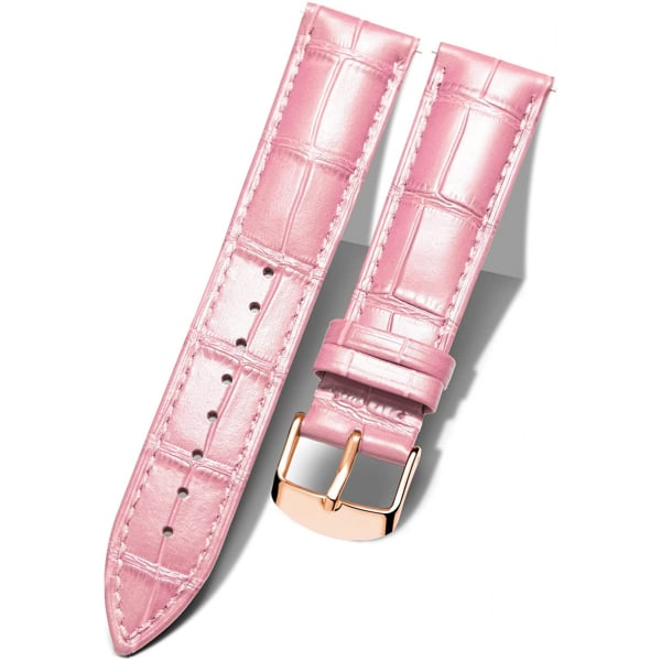 AVEKI Watch i äkta läder Flerfärgat vattentätt för män kvinnor, GR-rosa (14 mm)