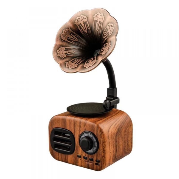 Retro Bärbar Mini Bluetooth högtalare i trä Trådlös högtalare utomhus TF FM