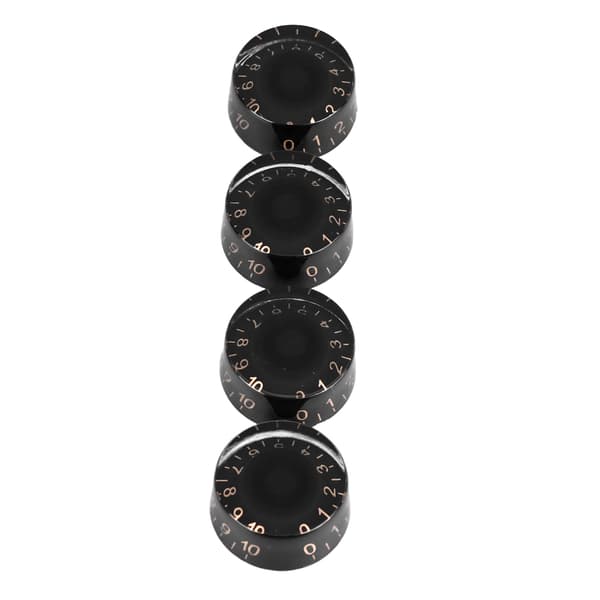 4 stk. Top Hat Knobs Elektrisk Guitar Volumen Tone Justering AMP Effekt Pedal Kontrol Sort med Guld Tal Sort