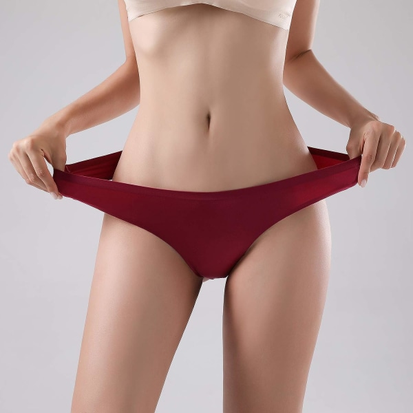 WJ sömlösa stringtrosor för kvinnor osynliga underkläder Sexiga spetsar siden 6-pack color to L