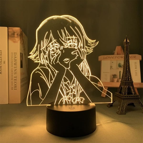 3D nattlampa Anime Future Diary nattlampa USB/batteridriven touch/fjärrkontroll 16 färger skiftande akryl LED illusionslampa sovrumsdekor